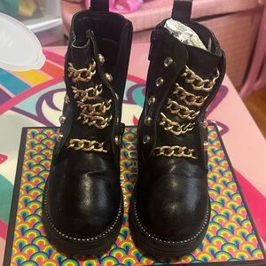 Kurt Geiger Black and Gold Kids Boots